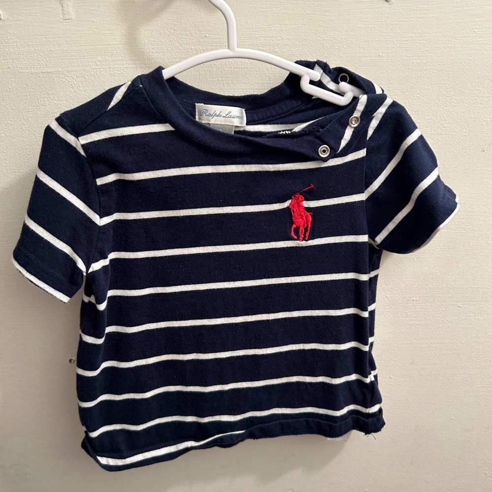 Ralph Lauren Toddler Navy and White Striped Tee